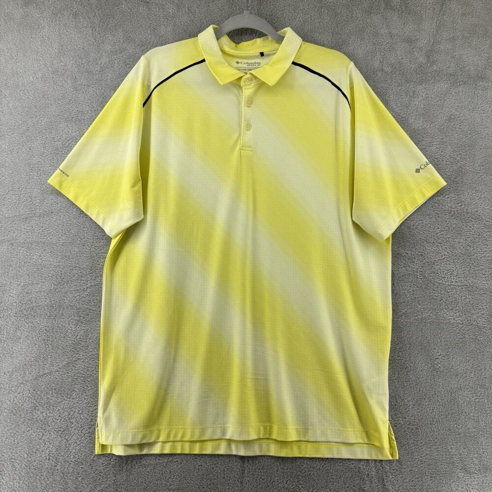 Columbia Golf Shirt Men XL Yellow Polo 1/4 Button Omni-Freeze Short Sleeve Sport
